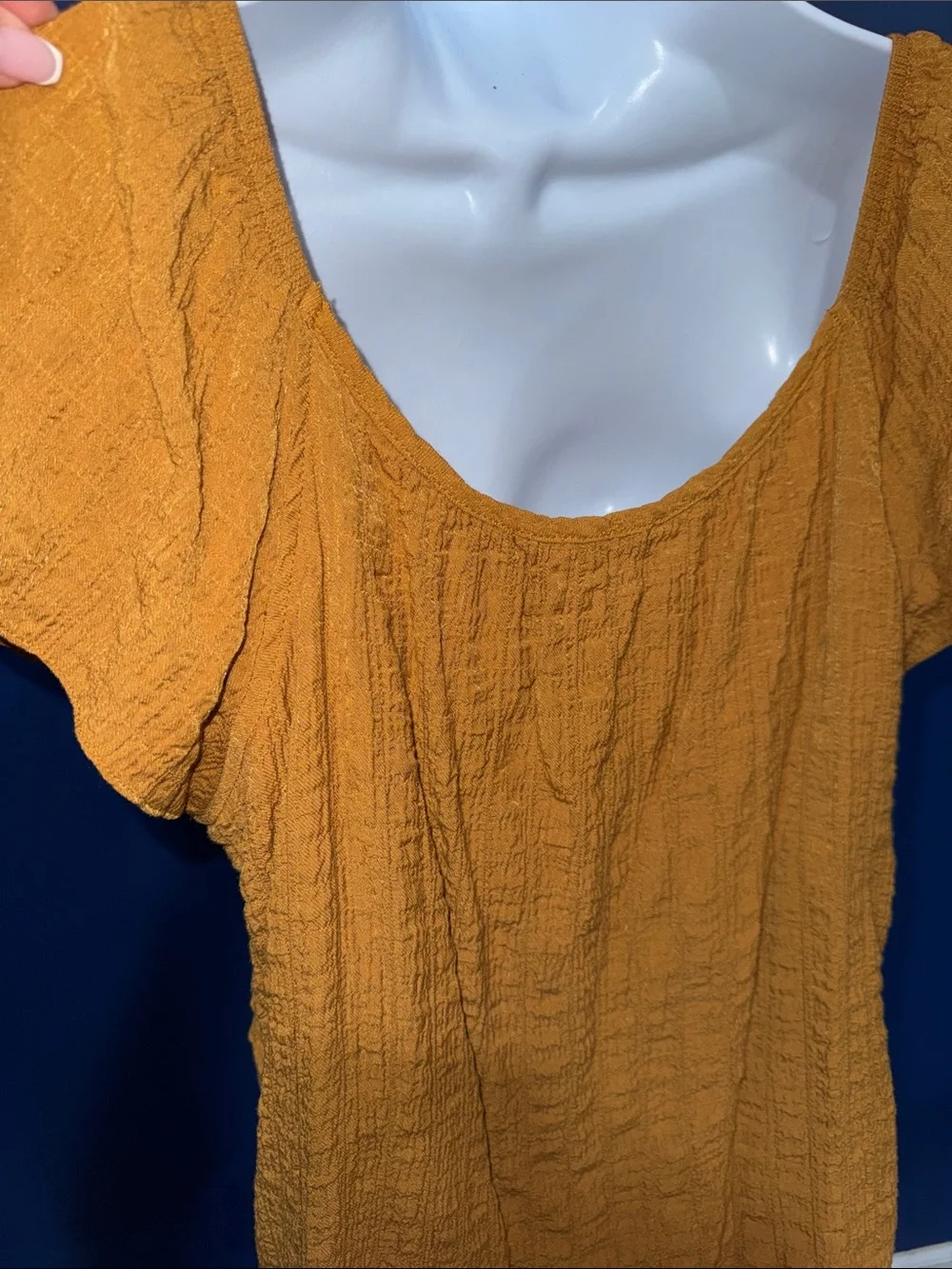 Rewind -Mustard Front Button Textured Boho Top Size XL